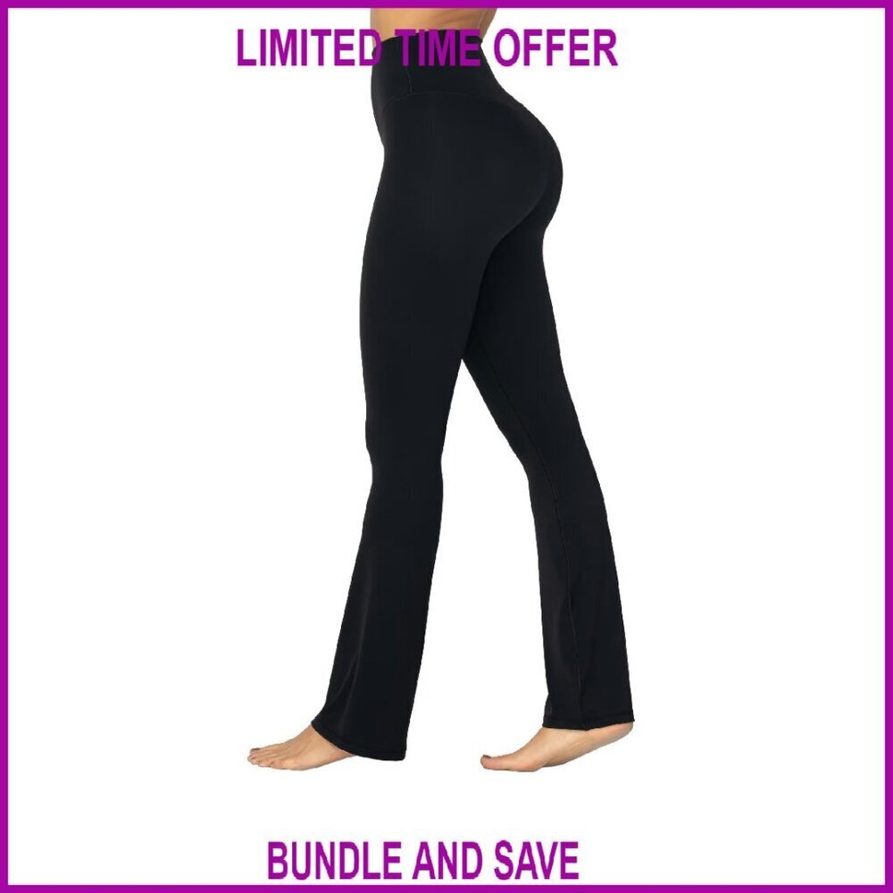 High Waisted Flare Leggings Tummy Control Yoga Pants Workout Gym